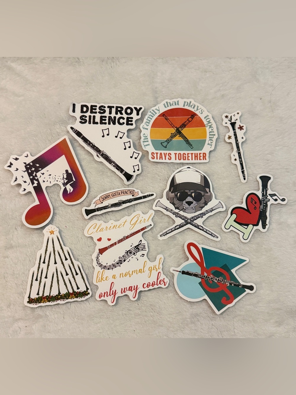 💜 CLARINET PLAYERS ROCK!!! Clarinet Pack of 10 Stickers
